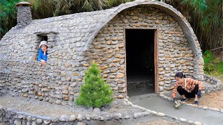 Stone House In The MidWinter 1°C  Final Finishing Stages  Bulld Log Cabin  Farm Life  New Life [upl. by Thornie]