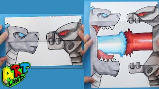 How to Draw a GODZILLA VS MECHAGODZILLA SURPRISE FOLD [upl. by Alohcin165]