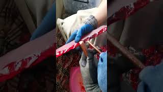 The process of making an obsidian knife for cutting meat [upl. by Barcus225]