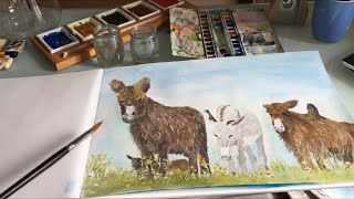 How to Paint Donkeys in Watercolour [upl. by Mota183]