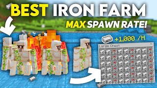 BEST IRON FARM WITH MAX RATES in 121 Minecraft Bedrock [upl. by Edithe]