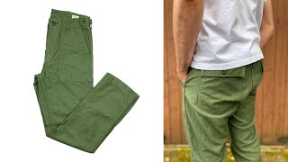 OrSlow Slim Fit US Army Fatigue Pant  Olive Green Review [upl. by Allerbag]