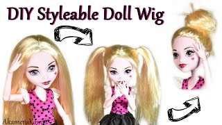 How to Styleable  Poseable Doll Wig  No Wefts Method Craft Tutorial [upl. by Lynelle]