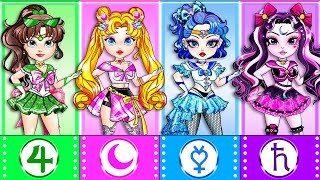 Disney Princess Barbie amp Friends Dress up as SAILOR MOON  Best DIY Paper Dolls Fashion [upl. by Enilarak]