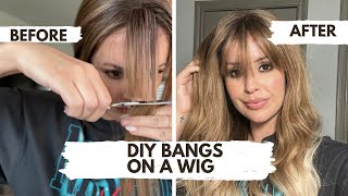 How to cut bangs into your wig at home  DIY Trim Layers Wispy Bangs [upl. by Ahsiekam917]