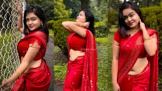 Saree review  saree fashion  saree poses I saree collection  Red saree  2024 [upl. by Ocire]