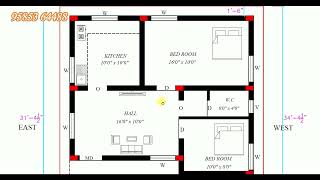 28 x 31 North facing building plan as per vastu [upl. by Auohp173]