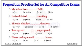 Preposition objective questions Practice set  Preposition exercise in English grammar  Preposition [upl. by Phelan]