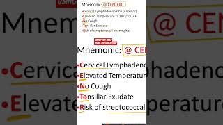 Centor Criteria for Streptococcal Pharyngitis  Mnemonic streptococcus centorcriteria shorts [upl. by Hillman]