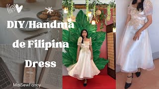 How to make Filipiniana Dress DIY Filipiniana dress to my Graduation 😍 🎓✨🎉 [upl. by Noelopan]