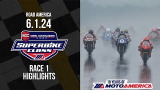 MotoAmerica Superbikes at Road America  Steel Commander Superbike Race 1 Highlights [upl. by Amliw]