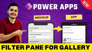 Creating a filter pane to filter a Gallery in Power Apps with Text and Dropdown [upl. by Tenom]