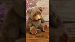 Vintage FTD Collector Series Wood Face Teddy Bear 10quot Plush Jointed Brown [upl. by Ahsakal122]