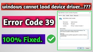 How to fix Error code 39  The driver may be corrupted or missing  COMPUTER MASTER [upl. by Aenea]