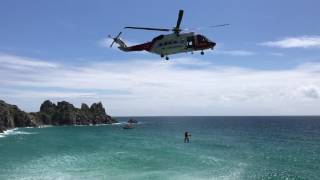 UK Coastguard helicopter approach for cliff rescue captured on film [upl. by Staffard912]