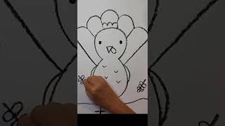 How to Draw and Paint a LITTLE TURKEY for THANKSGIVING StepByStep for Beginners Timelapse shorts [upl. by Innis]