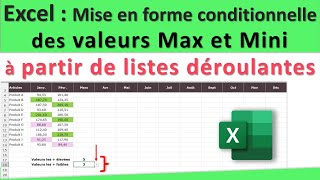 Excel Mise en forme conditionnelle dynamique des valeurs max et min à partir de listes déroulantes [upl. by Halilak]