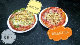 Homemade Margherita Pizza and Veggie Pizza Simple pizza recipe  Ready in 5 min [upl. by Rubio]