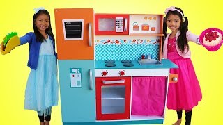 Wendy amp Emma Pretend Play w Giant Kitchen Cooking Toy Compilation [upl. by Deny]