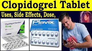 Clopidogrel 75 mg  Clopidogrel tablet ip 75 mg  Clopidogrel tablet uses dosage side effects [upl. by Mirak637]