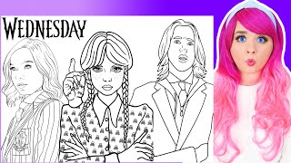 Coloring Wednesday Enid Xavier amp Thing Coloring Pages  Wednesday Addams amp Friends Coloring Videos [upl. by Arikat]