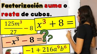 FACTORIZACION de binomios que son suma o resta de cubos [upl. by Kaleena888]