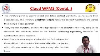 Workflow Management System in Cloud  Mr T Saravanan Asst Prof MCA MITS [upl. by Yffub]