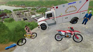 Rescue team saves stuntman trapped on mountain  Farming Simulator 22 [upl. by Beacham389]