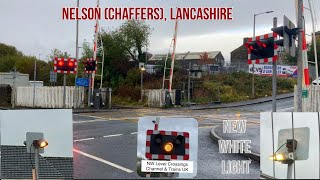 New Barriers and White Light at Nelson Chaffers Level Crossing Lancashire [upl. by Arekat52]