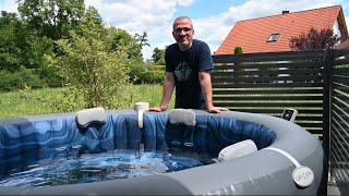 Bestway LAYZSPA Whirlpool Santorini HydroJet Pro  Unboxing und Aufbau  Aufblasbarer Whirlpool [upl. by Cassaundra]