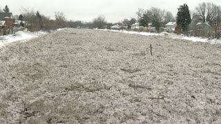 Cautiously optimistic Crews continue to keep an eye on ice jams in Cazenovia Creek [upl. by Assenyl]