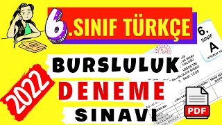 6Sınıf Bursluluk Sınavı 2022  6Sınıf Türkçe Bursluluk Deneme Sınavı  Türkçe Deneme Sınavı [upl. by Alitta930]