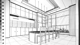 how to draw kitchen in two point perspective2pointperspective [upl. by Perlman]