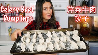 Chinese celery beef dumplings for my circus 芹菜牛肉饺子 [upl. by Asit]