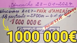 Pronostic quinté du dimanche 28012024 prix dAmérique [upl. by Nelra]