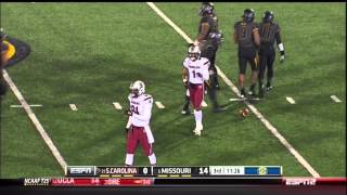 2013 USC vs Missouri  Dylan Thompson to Connor McLaurin to Damiere Byrd 22 Yd Reception [upl. by Enoyrt]