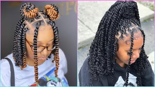 ✨TWISTS WITH BRAIDING HAIR  Protective Styles Compilation [upl. by Anidene]