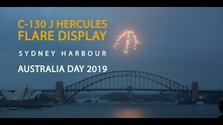 C130J Hercules flare dispense over Sydney Harbour for Australia Day 2019 [upl. by Lammaj]