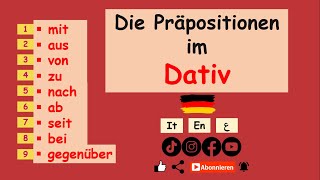 9 Präpositionen im Dativ Deutsch lernen mit Beispielen einfach erklärt A2B1B2 [upl. by Yelyak904]