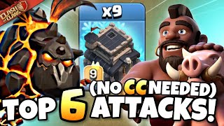 TH9 Attacks that dont need CC TROOPS Best TH9 Attack Strategies in Clash of Clans [upl. by Eniamahs]