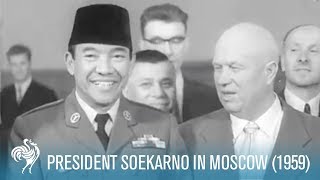 President Soekarno of Indonesia in Moscow 1959  British Pathé [upl. by Fae]