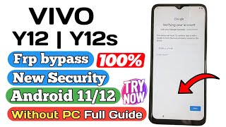 Vivo Y12 Frp Bypass Android 1112  Vivo Y12s Frp bypass  All Vivo frp bypass New Method  No PC [upl. by Peggir660]