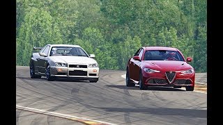 Alfa Romeo Giulia Quadrifoglio vs Nissan Skyline GTR Monster [upl. by Nnael]