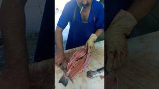 Filleting salmon with your eyes closed fishcutting [upl. by Hum680]