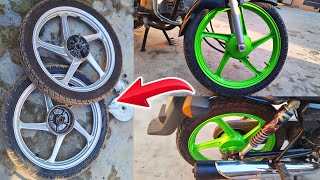 Splendor Bike Wheels Modify  Bike Wheels Painting  Qamar Bike Restoration  QBR [upl. by Proud]