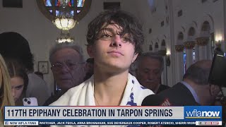 16yearold George Stamas on retrieving cross at Tarpon Spring Epiphany Celebration [upl. by Maiga312]