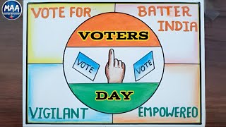 National Voters Day Drawing  मतदाता जागरूकता ड्रॉइंग  Voters Day Poster Drawing  Election Drawing [upl. by Morissa354]