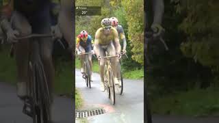 BRUTAL 😮 2021 ParisRoubaix vibes anyone ParisTours serving up challenging conditions 🌧️ [upl. by Anilatak515]