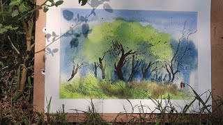 Watercolor Painting TreesWatercolor Painting kaise bnate hainWatercolor Painting Idias [upl. by Lenette]