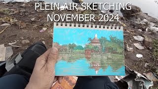 Pleinair sketching Belgachia jheel Kolkata November 2024 [upl. by Naesyar]